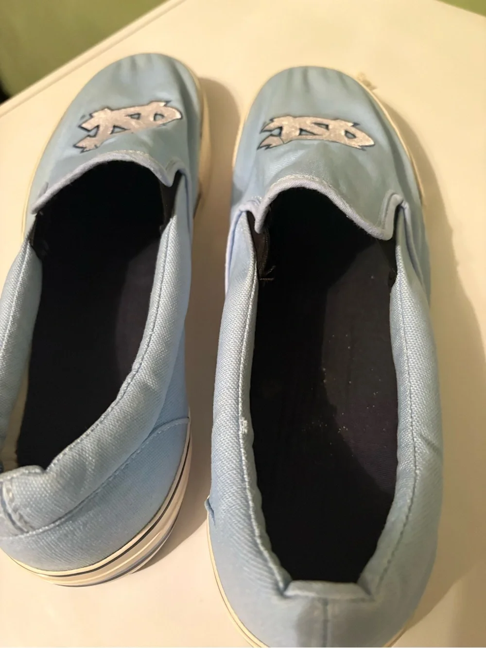 Forever Collectibles Light Blue Canvas Slip-On Loafers with White UNC Logo